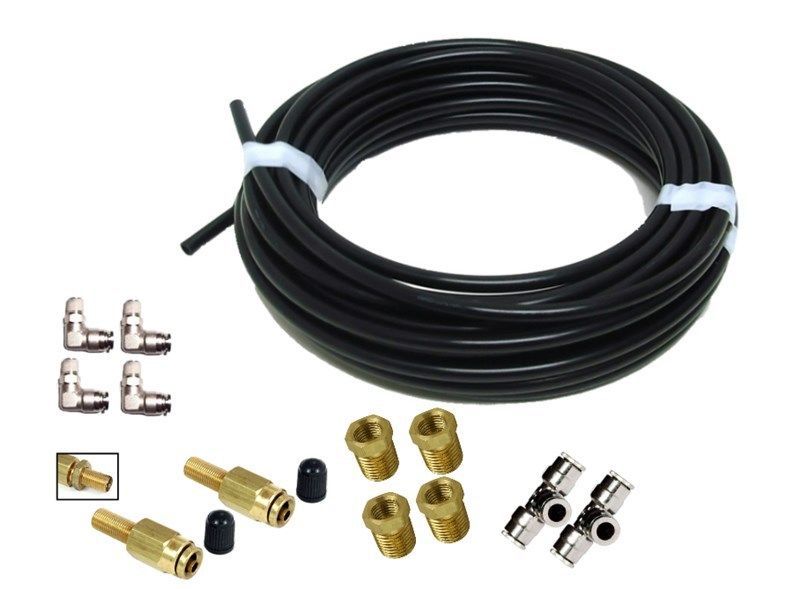 Front & Rear Inflation/Schrader Valve Kit 1/4" OD Airline,Fittings For